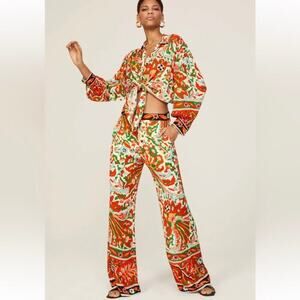 ba&sh Paris Patterned Multicolor Martha Shirt XS and Milo Pants Ecru Small Set